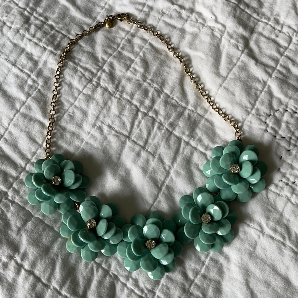 JCrew Factory Floral Statement Necklace - Teal